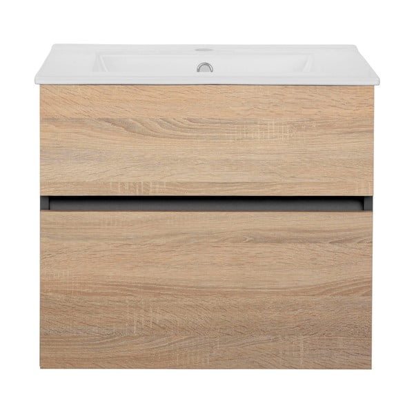 Závěsná skříňka bez umyvadla v dekoru dubu v přírodní barvě 60x52 cm Wisla – Støraa-image-2