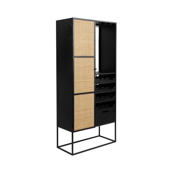 Černá ratanová vinotéka na 16 lahví, 80x175 cm Guuji - White Label-image-2