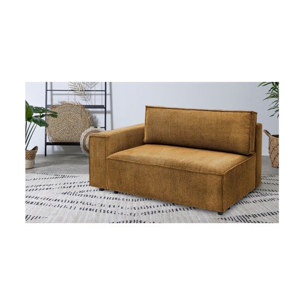 Manšestrový modul pohovky v hořčicové barvě, levý roh Nihad modular – Bobochic Paris-image-1