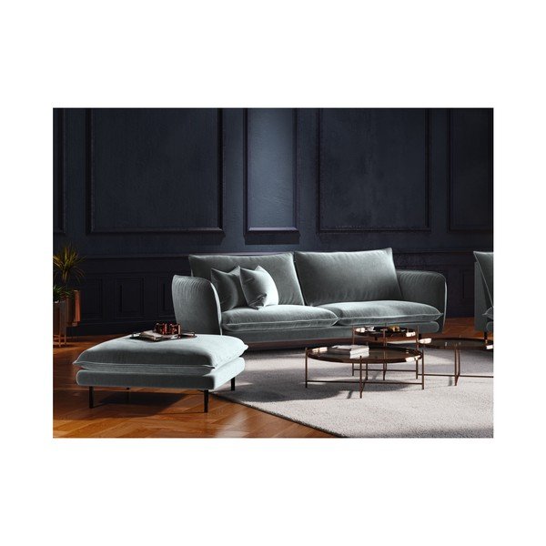 Světle šedá sametová podnožka Cosmopolitan Design Vienna, 100 x 80 cm-image-3