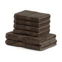 Set 2 tmavě hnědých osušek a 4 ručníků DecoKing Bamby Brown