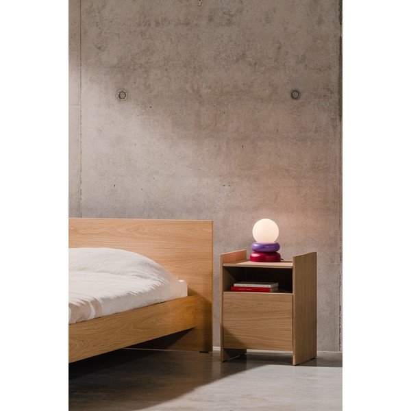 Červená/fialová stolní lampa z masivního dřeva se skleněným stínidlem (výška 24 cm) Otem – noo.ma-image-4