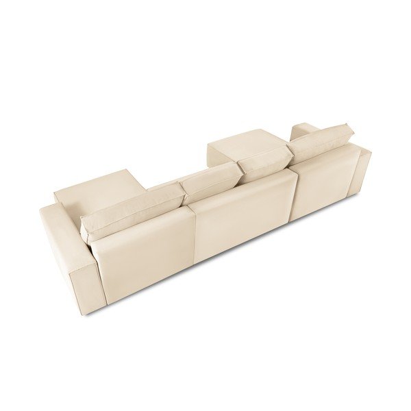 Béžová manšestrová rozkládací pohovka do "U" Mazzini Sofas Azalea-image-4