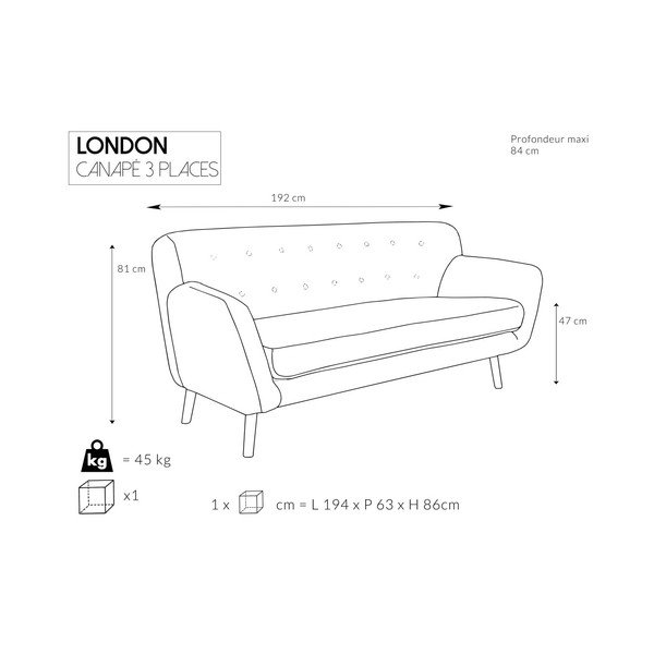 Sada 2 modrých pohovek pro dva a pro tři Cosmopolitan design London-image-3