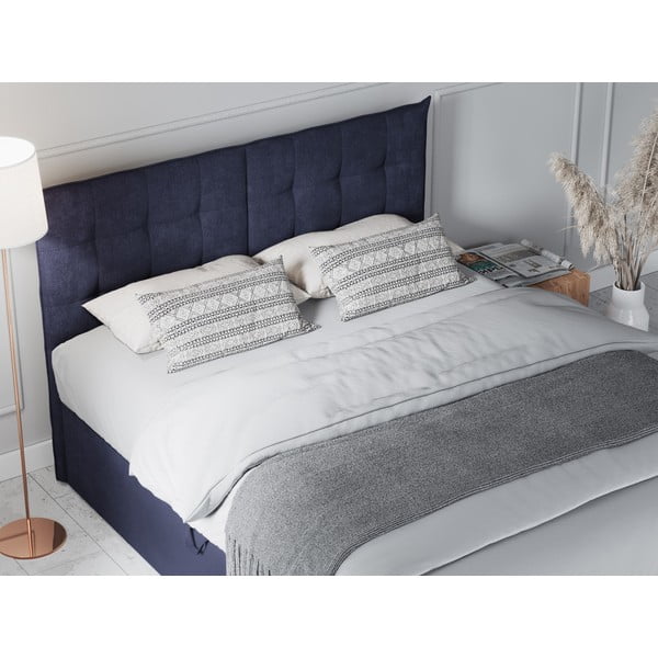 Tmavě modrá boxspring postel s úložným prostorem 140x200 cm Echaveria – Mazzini Beds-image-1