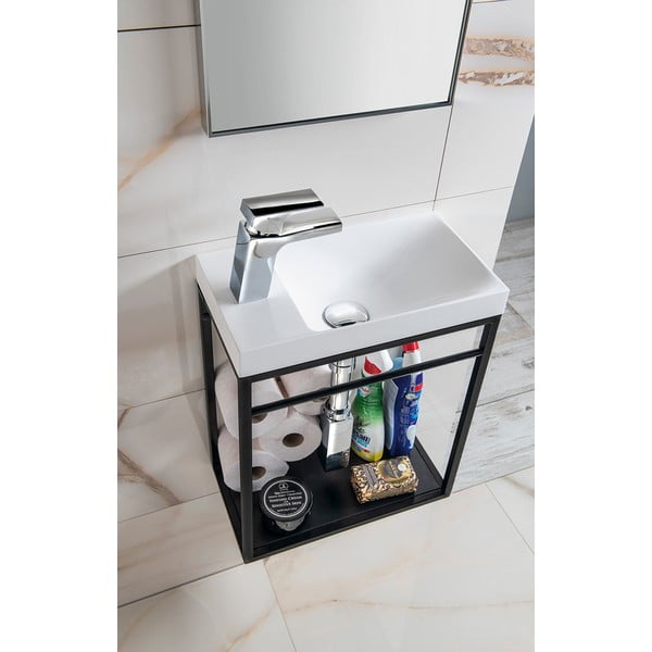 Černý kovový závěsné podstavec bez umyvadla 39,5x45 cm Crest – Sapho-image-2