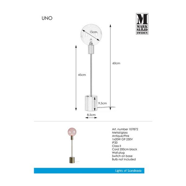Růžová stolní lampa Markslöjd Uno-image-2