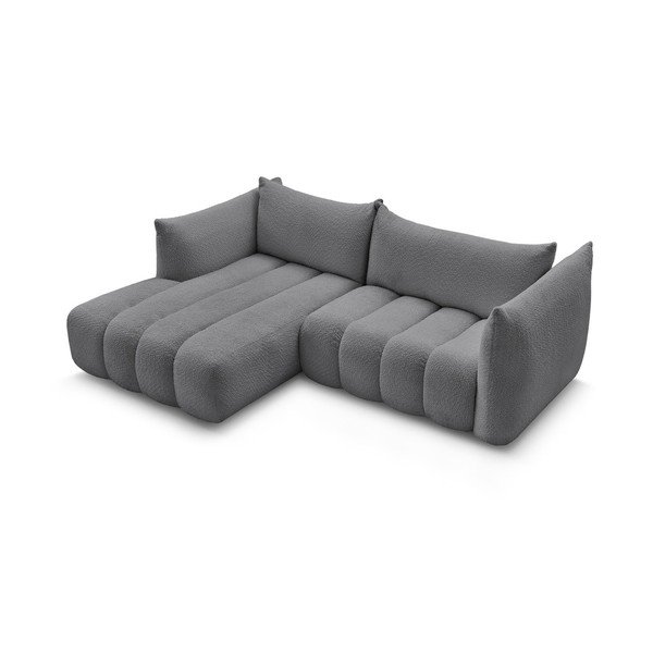 Šedá rohová pohovka z textilie bouclé (levý roh/s lenoškou) Azra – Bobochic Paris-image-3