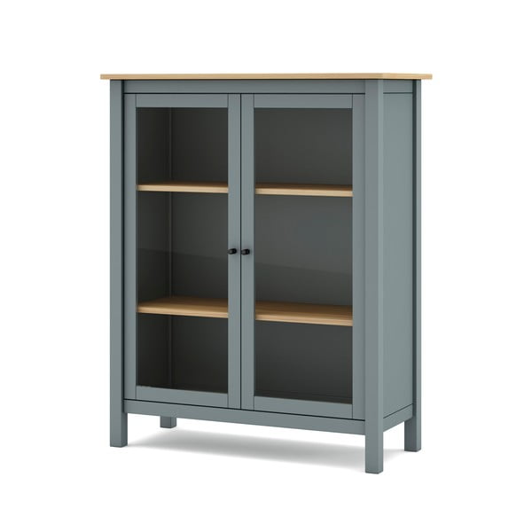 Vitrína šedozelená z borovicového dřeva 90x110x40 cm Misti – Marckeric-image-4