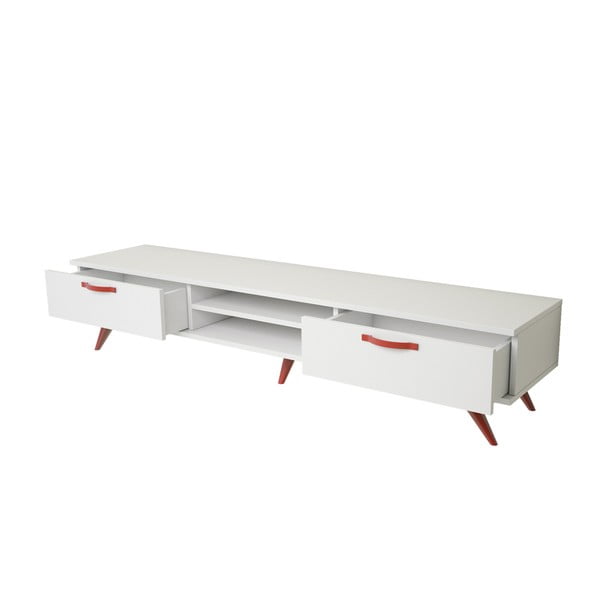 Bílý TV stolek s červenýma nohama Magenta Home Coulour Series, šířka 180 cm