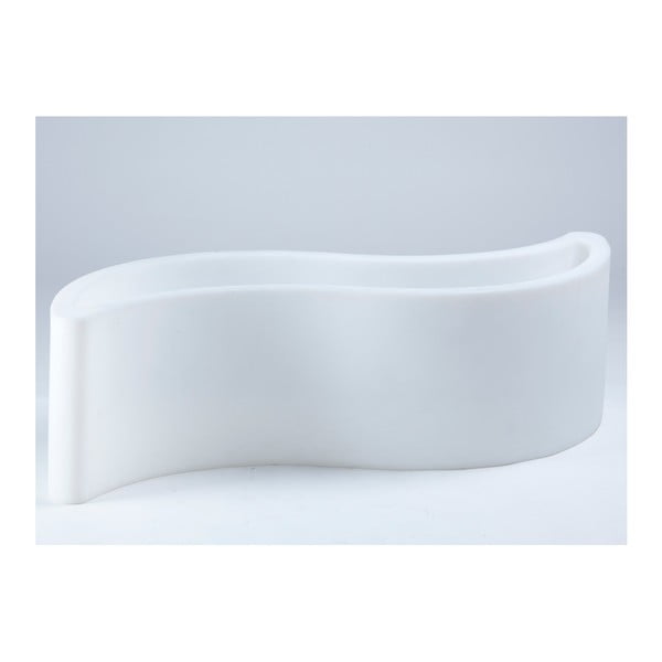 Bílý květináč/lavice Slide Wave, 160 x 60 cm