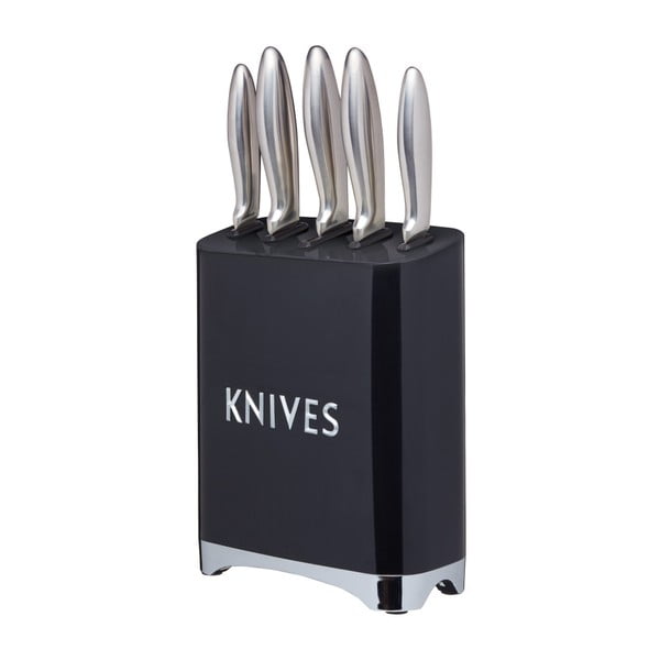 Sada 5 nožů s černým stojanem Kitchen Craft Lovello