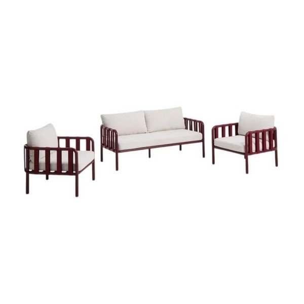 Červený/béžový hliníkový zahradní lounge set pro 4 osoby Omala – Kave Home