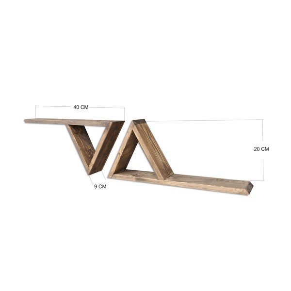 Sada 2 dřevěných nástěnných polic Triangles-image-4