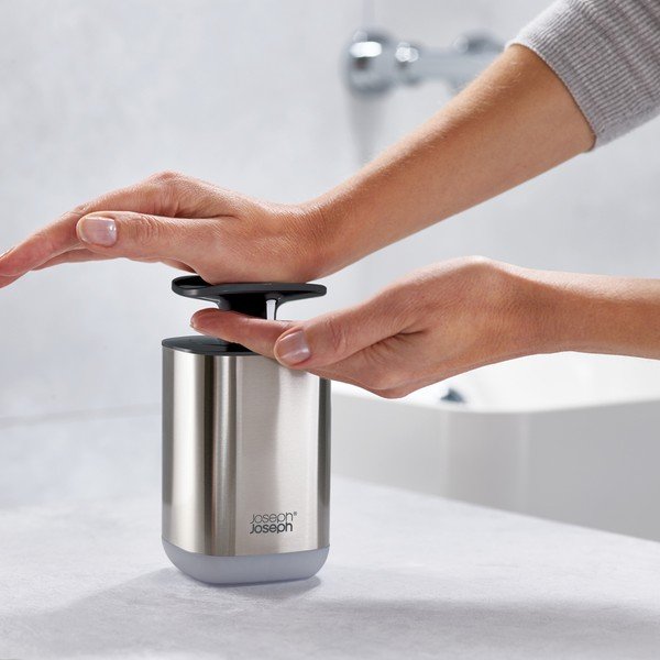 Dávkovač mýdla z nerezové oceli v leskle stříbrné barvě 250 ml Presto Steel – Joseph Joseph-image-2