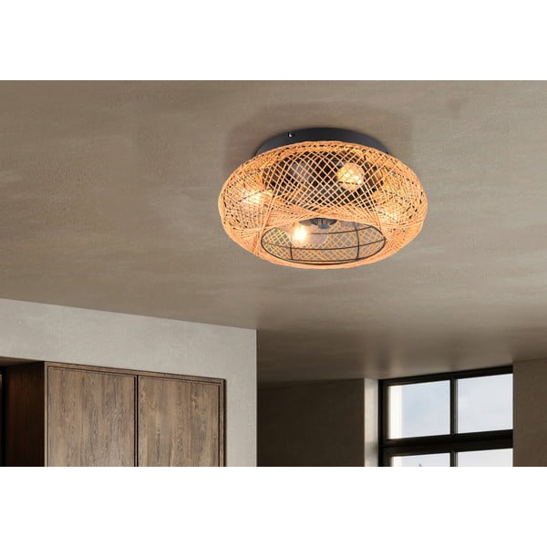 Hnědé stropní svítidlo na dálkové ovládání/s ventilátorem Lillesand – Trio-image-1