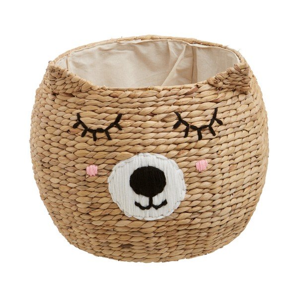 Dětský koš na hračky z vodního hyacintu v přírodní barvě ø 49x40 cm Lidi Cat Face – Premier Housewares