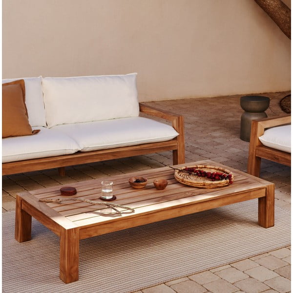 Konferenční stolek z teakového dřeva v přírodní barvě 76x153 cm Forcanera – Kave Home-image-1