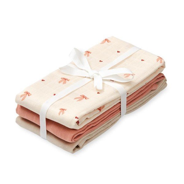 Růžové/béžové mušelínové pleny 3 ks 70x70 cm Bows – Cam Cam Copenhagen