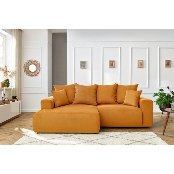 Okrově žlutá sametová rohová pohovka Enjoy – Bobochic Paris-image-1