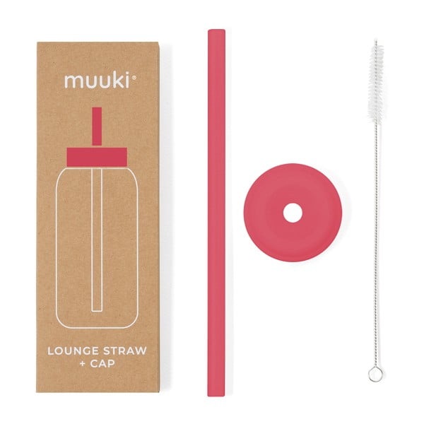 Silikonové brčko s čistícím kartáčkem/s víčkem Watermelon High – Muuki