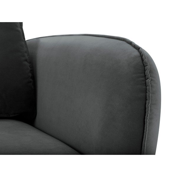 Tmavě šedé sametové křeslo s černými nohami Kooko Home Lento-image-3