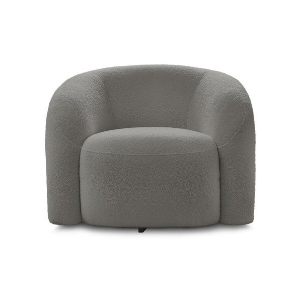 Šedé otočné křeslo z textilie bouclé Elina – Bobochic Paris-image-3