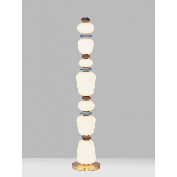 Bílá/ve zlaté barvě kovová LED stmívatelná stojací lampa s porcelánovým stínidlem/se skleněným stínidlem (výška 130,5 cm) Palo – Nova Luce-image-1