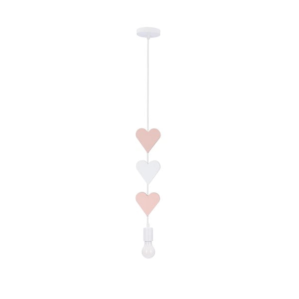 Bílo-růžové dětské svítidlo s kovovým stínidlem Hearts – Candellux Lighting