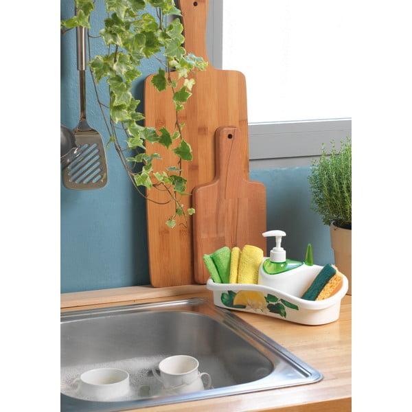 Zelený stojan na mytí nádobí s dávkovačem saponátu Snips-image-1