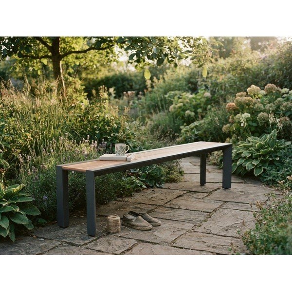 Tmavě šedo-hnědá kovová zahradní lavice Silea – Garden Pleasure-image-3