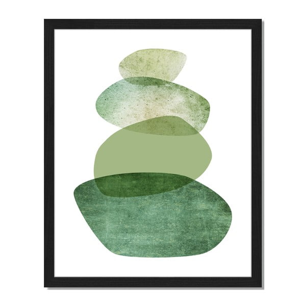 Obraz v rámu Liv Corday Scandi Green Stones, 40 x 50 cm