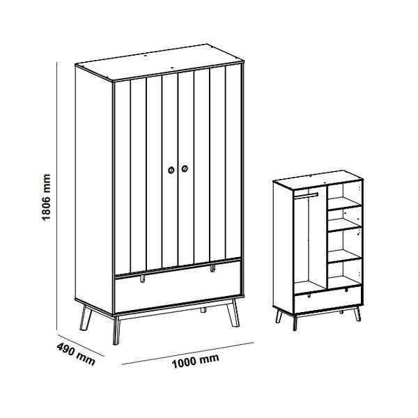 Šedá dětská šatní skříň s nohami z borovicového dřeva Marckeric Kiara-image-4