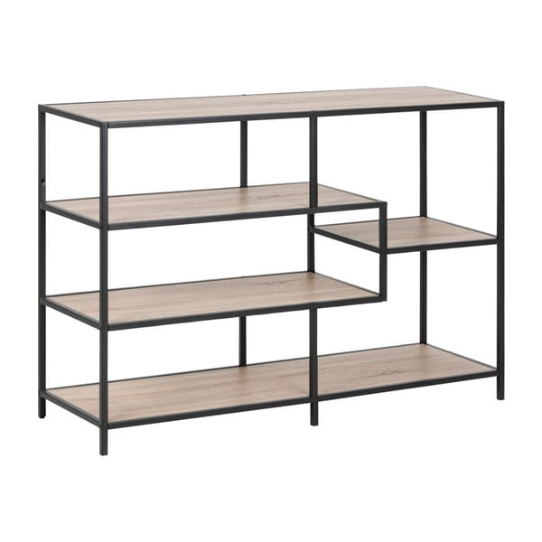 Černá/přírodní knihovna v dekoru dubu 114x78 cm Seaford – Actona-image-2