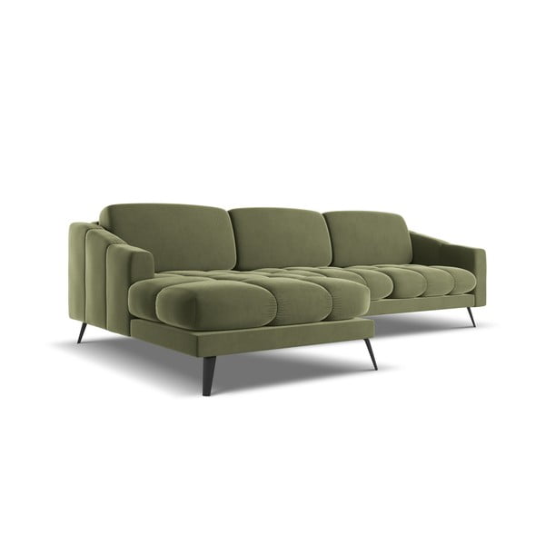 Zelená sametová rohová pohovka (levý roh) Nalu – Makamii-image-4