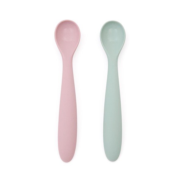 Růžové/tyrkysové plastové/ze silikonu dětské lžičky v sadě 2 ks Lili – Kave Home