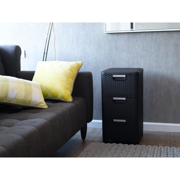 Tmavě hnědá plastová nízká koupelnová skříňka 33x60 cm Style – Curver-image-1