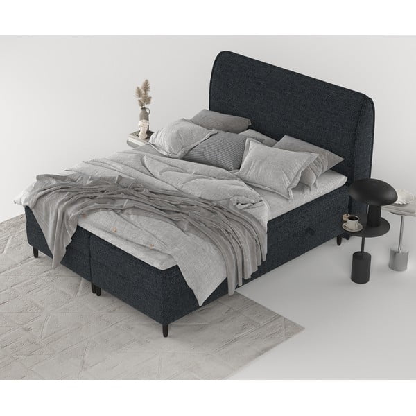 Černá boxspring postel s úložným prostorem 200x200 cm Melba – Maison de Rêve-image-2