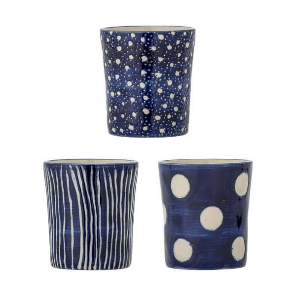 Tmavě modré šálky v sadě 3 ks na espresso z kameniny 190 ml Minoa – Bloomingville
