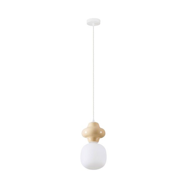 Bílé/krémové keramické závěsné svítidlo se skleněným stínidlem ø 18 cm Clio – Nova Luce
