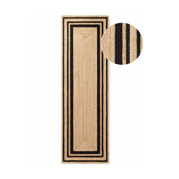 Černý/v přírodní barvě ručně tkaný jutový běhoun 70x200 cm Jutta – Hanse Home