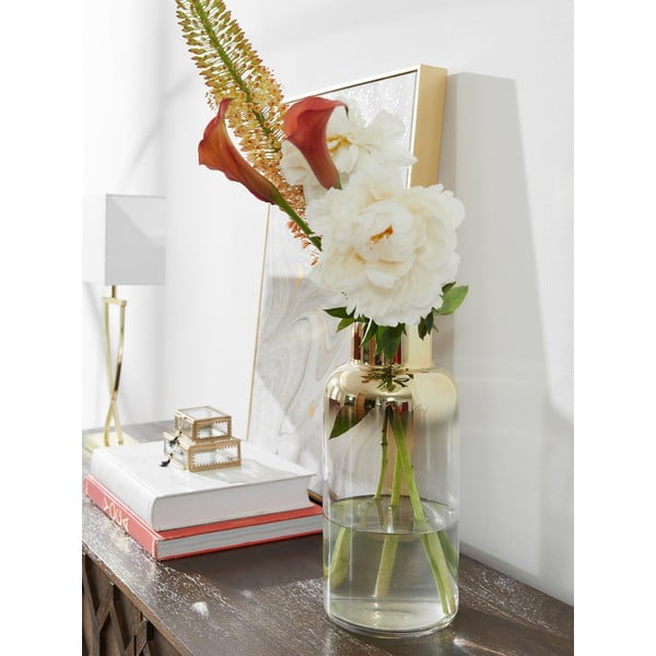 Ručně foukaná skleněná váza ve zlaté barvě Westwing Collection Uma, výška 35 cm-image-1