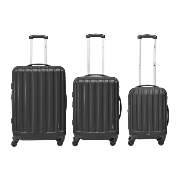 Sada 3 černých cestovních kufrů Packenger Koffer