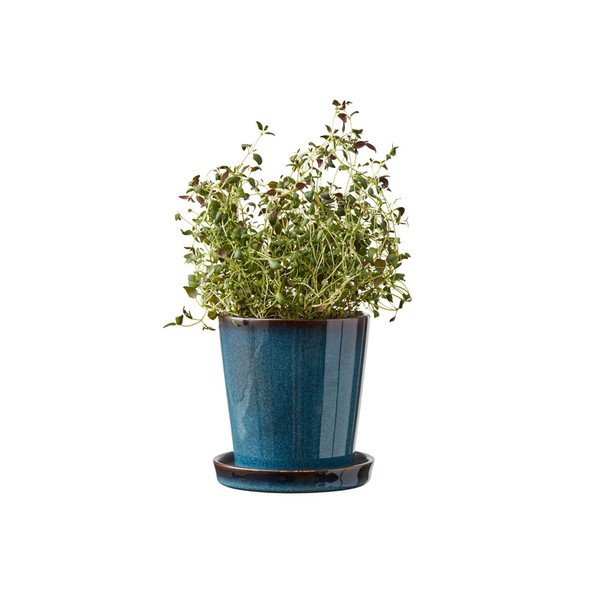 Kameninový obal na květináč ø 10 cm Gastro Dark Blue/Black – Bitz-image-1