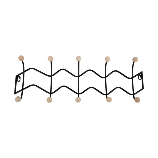 Černý kovový nástěnný věšák 61 cm Zig Zag – PT LIVING
