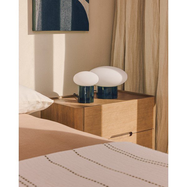 Bílá/černá kovová stolní lampa se skleněným stínidlem (výška 20 cm) Idela – Kave Home-image-2