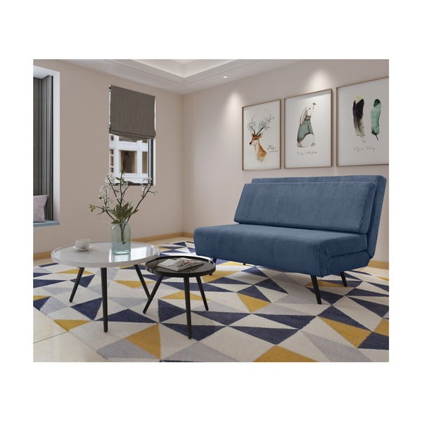 Modrá manšestrová rozkládací pohovka 140 cm Mallory – Støraa-image-3