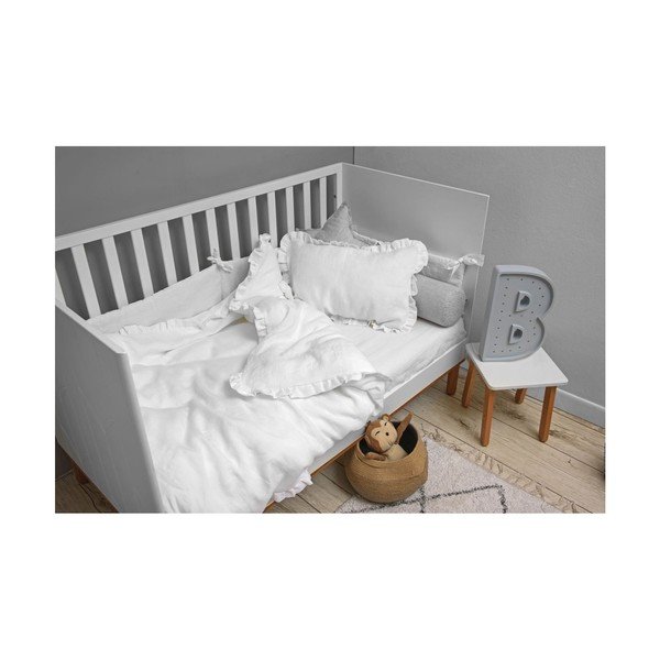 Bílé dětské lněné prostěradlo BELLAMY Snow White, 90 x 200 cm-image-1