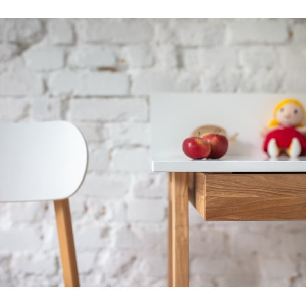 Bílý psací stůl s podnožím z jasanového dřeva Ragaba Luka, délka 65 cm-image-3
