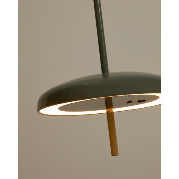 Světle zelené LED stmívatelné závěsné svítidlo s kovovým stínidlem Porte – Kave Home-image-1